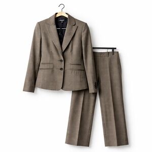 Nine West Plaid Suit Set Blazer & Wide Leg Pants Size 2P Petite Career Office